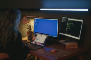 woman working on computer