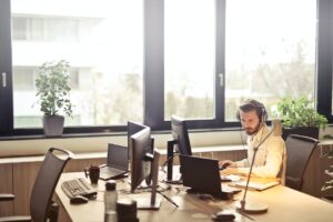 man working on computer