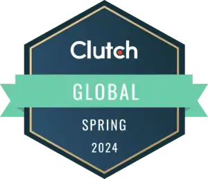 Innovative digital marketing badges for Rivell's Clutch Global Spring 2024, highlighting excellence in SaaS and marketing solutions with a modern, professional design.