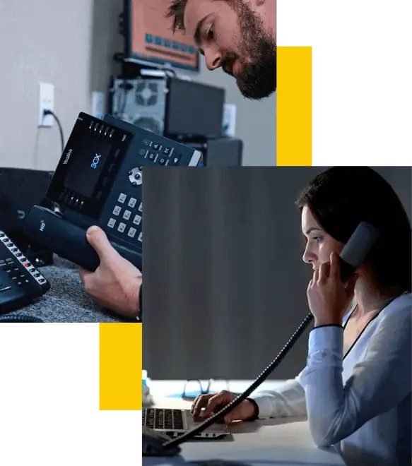 IP phone with digital display, call center technology, and office communication equipment.