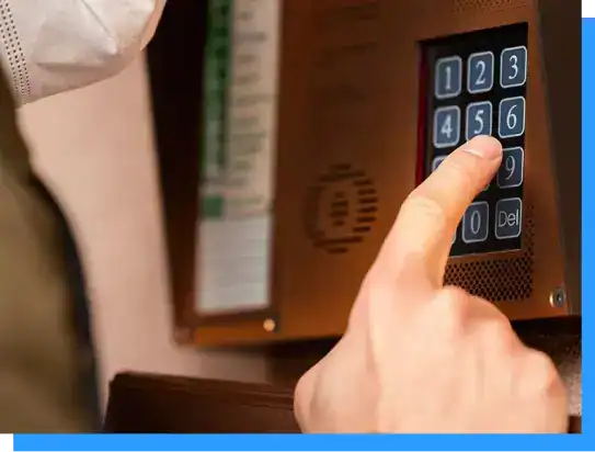 Numeric keypad access control system at a secure facility.