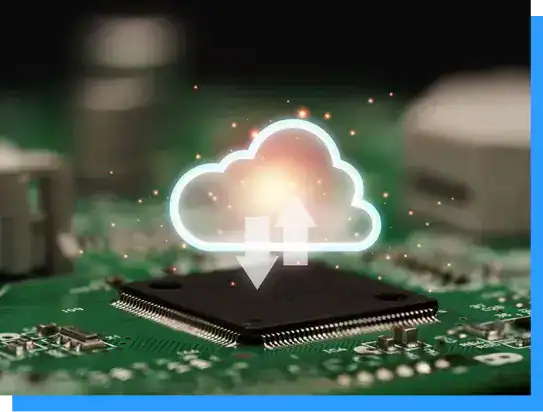 Cloud data storage and computing technology integrated within a printed circuit board.