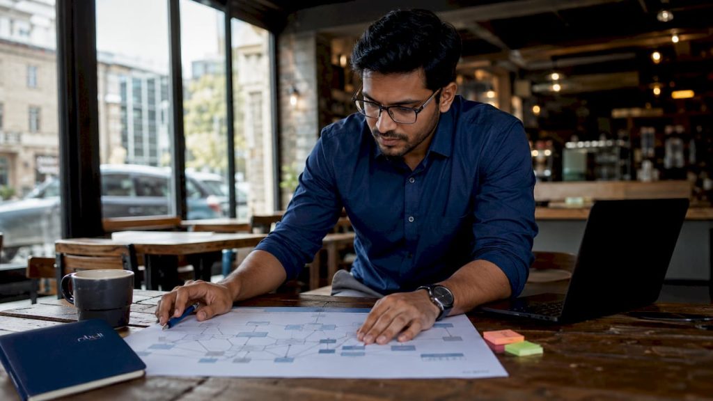 IT specialist working in modern office setting