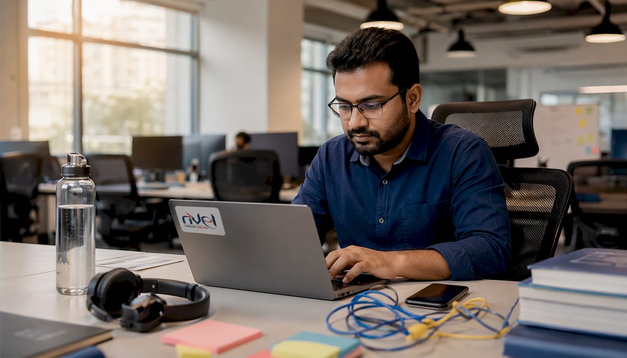 IT professional managing cloud endpoints at desk