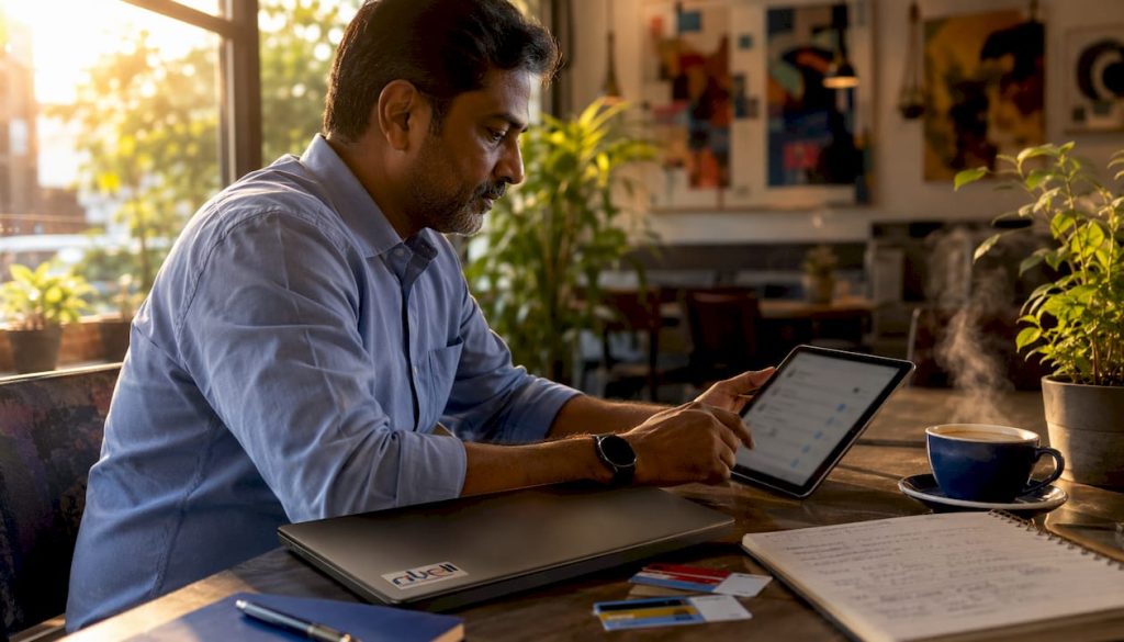 Man configuring cloud IAM in NJ office