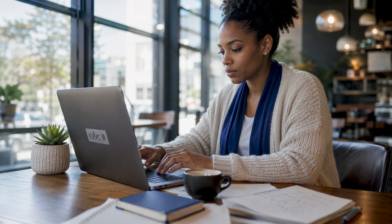 Employee interacting with password alert software
