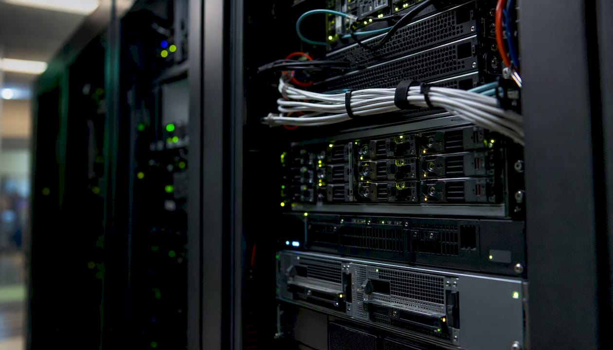 Server rack backup hardware with status lights