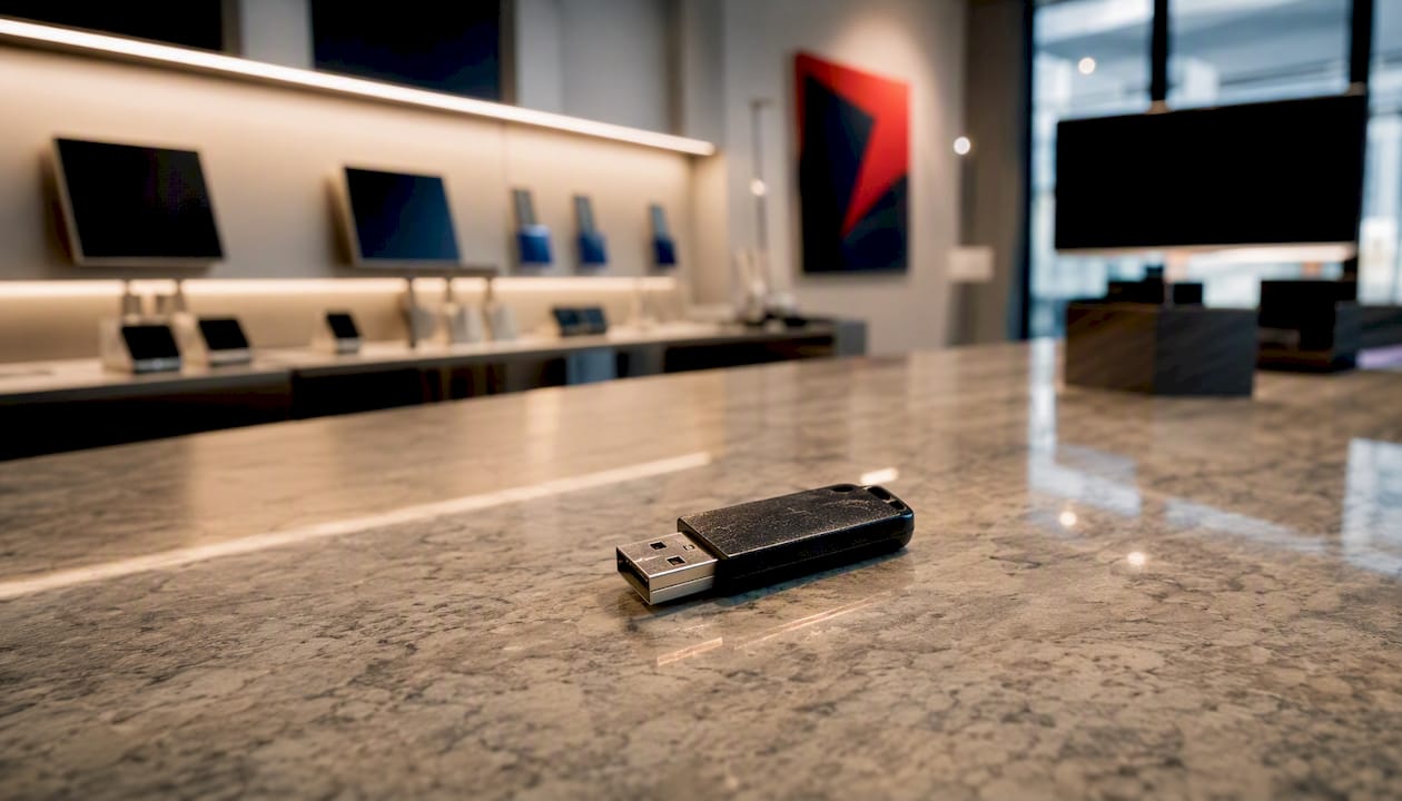 USB security token on office desk